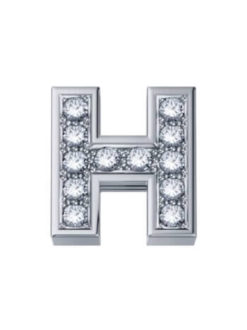 DonnaOro Elements-Lettera H in oro bianco con diamanti
