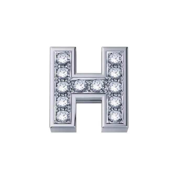 DonnaOro Elements-Lettera H in oro bianco con diamanti