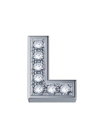 DonnaOro Elements-Lettera L in oro bianco con diamanti