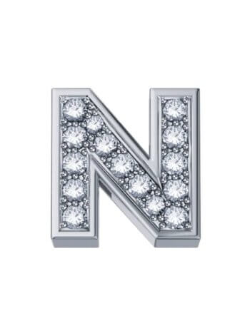 DonnaOro Elements-Lettera N in oro bianco con diamanti