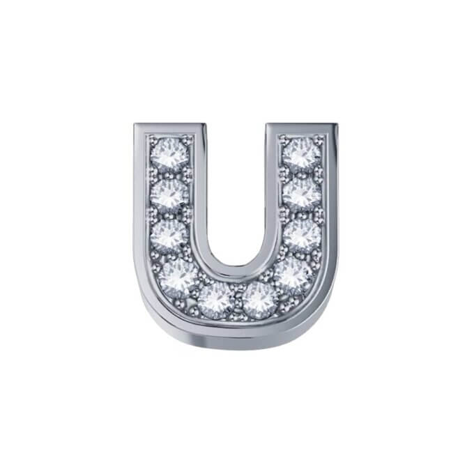 DonnaOro Elements-Lettera U in oro bianco con diamanti