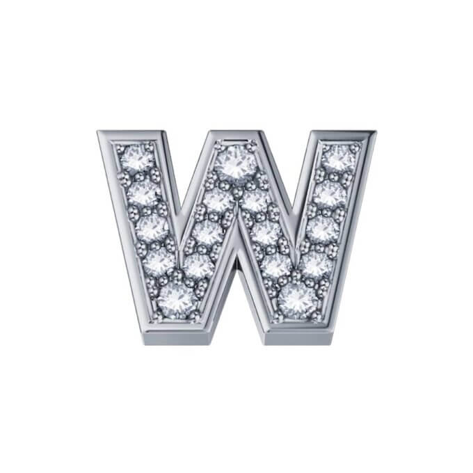 DonnaOro Elements-Lettera W in oro bianco con diamanti