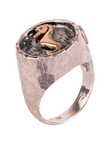 Anello con cavalluccio marino tondo