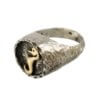 Anello in argento e bronzo tondo - Cavalluccio marino sinistra