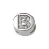 Lettera B in oro bianco tonda con diamanti bianchi